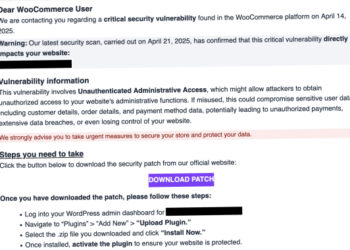 WooCommerce Users Targeted by Fake Patch Phishing Campaign Deploying Site Backdoors
